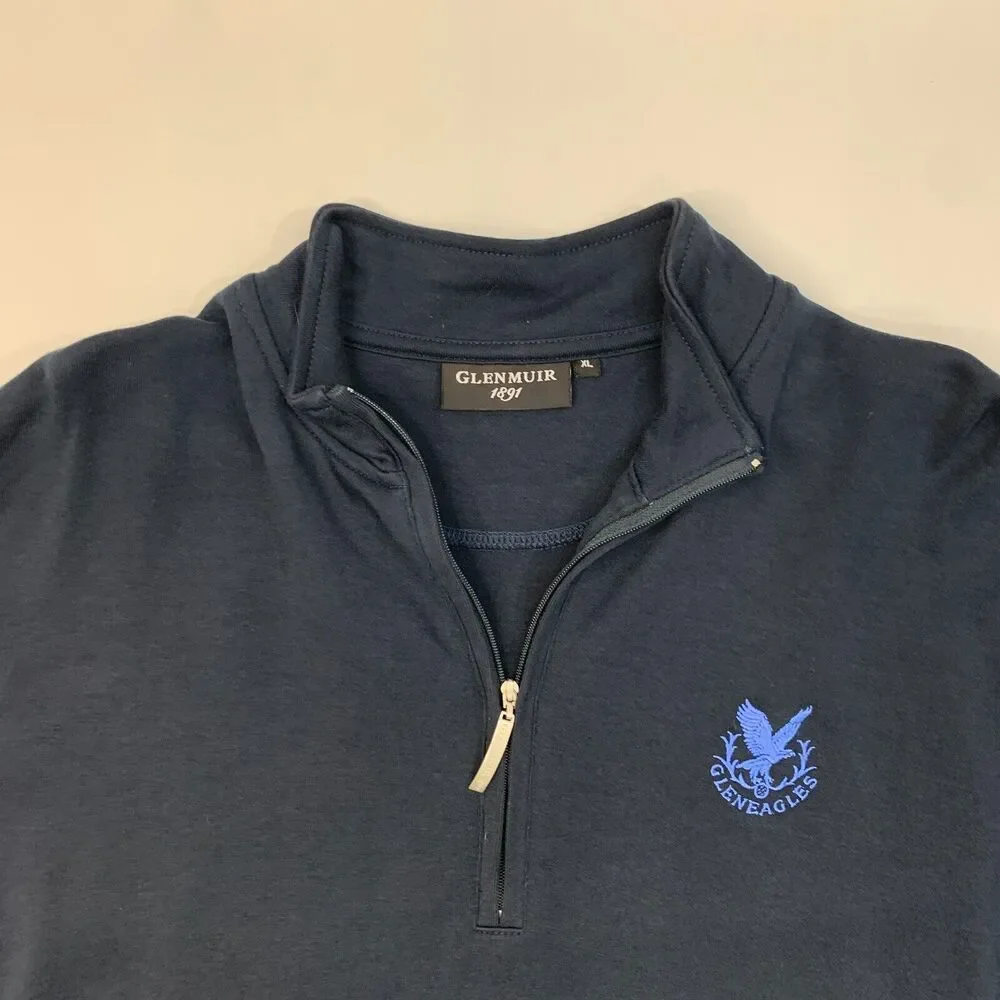 Glenmuir Sweater Mens XL Extra Large Navy Quarter Zip Mock Pullover Gleneagles